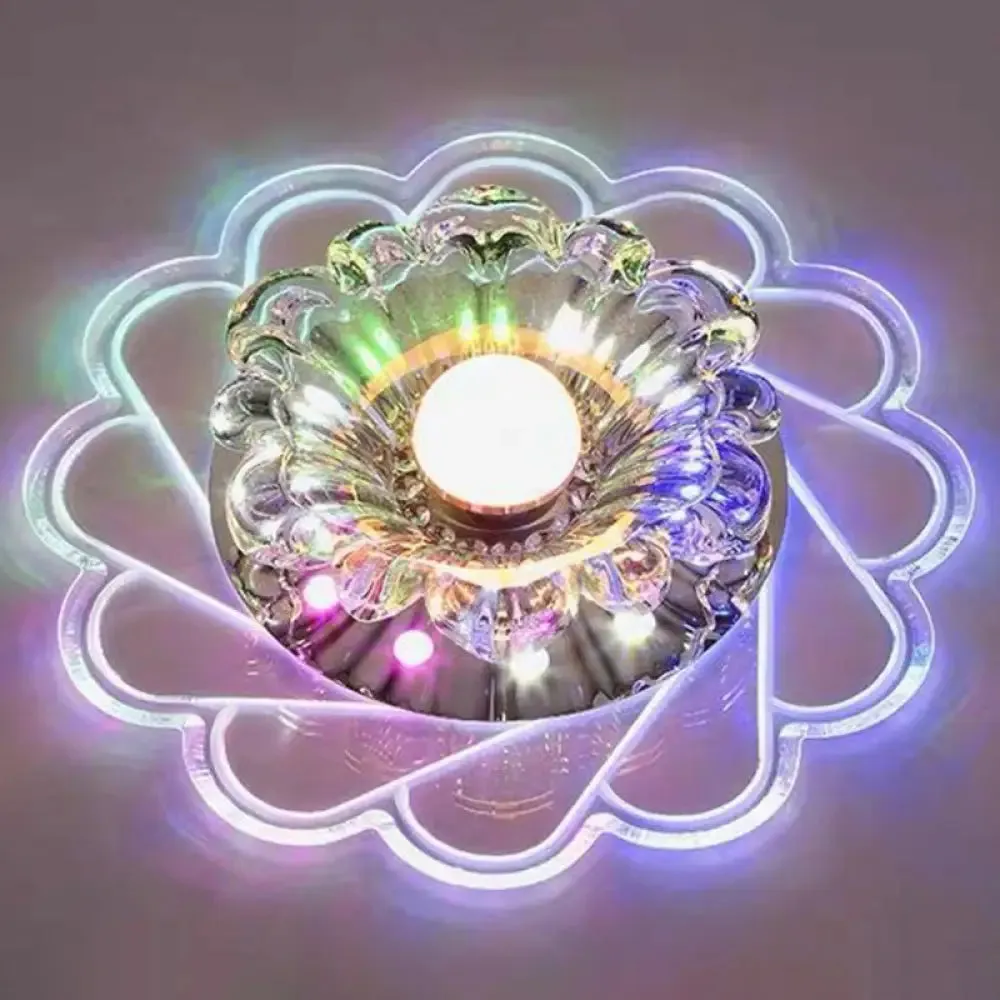 Minimalist Clear LED Flower Crystal Flush Mount Fixture