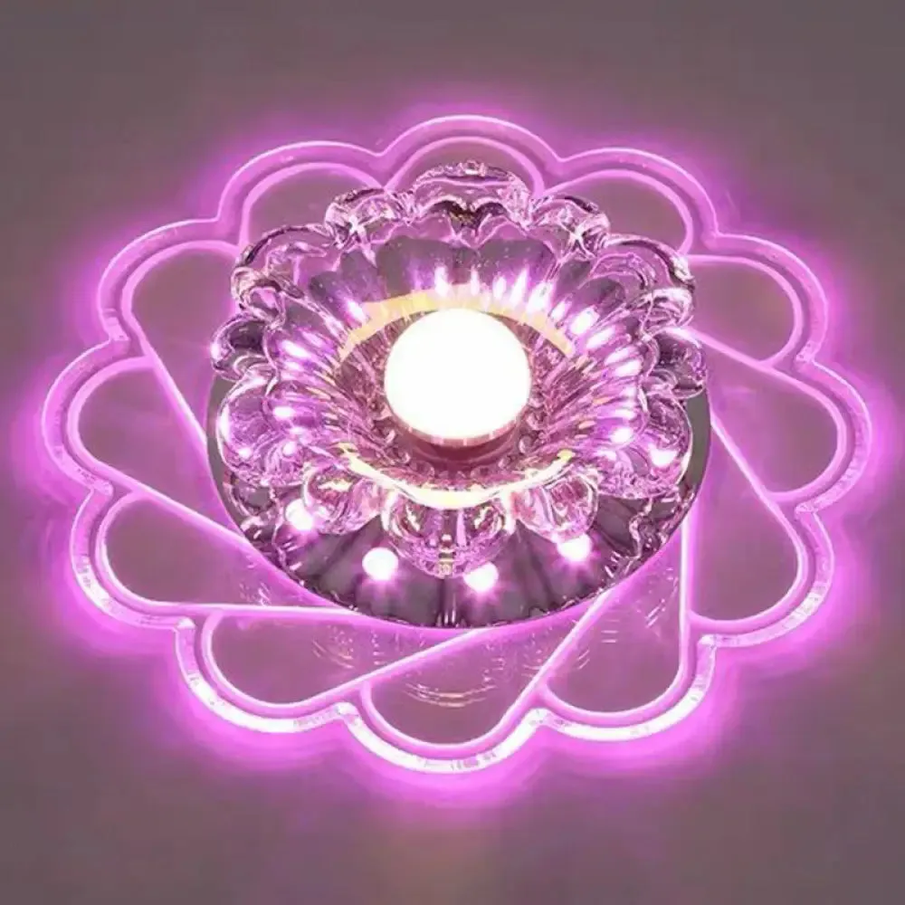 Minimalist Clear LED Flower Crystal Flush Mount Fixture