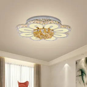 Modern Flower Crystal LED Semi Flush Light for Chic Ceiling Lighting