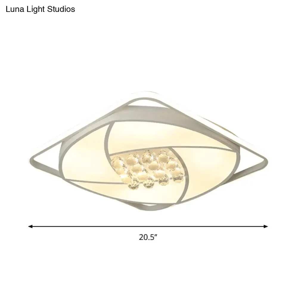 Modern Flushmount LED Light with Acrylic and Crystal Accents - Available in 16.5" and 20.5" Widths, Warm or White Light