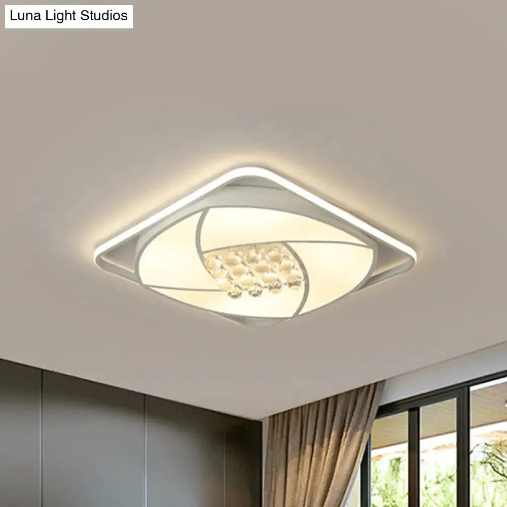 Modern Flushmount LED Light with Acrylic and Crystal Accents - Available in 16.5" and 20.5" Widths, Warm or White Light