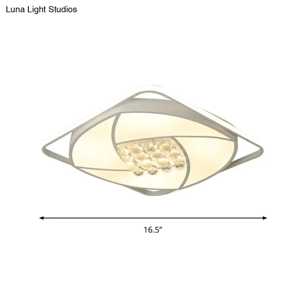 Modern Flushmount LED Light with Acrylic and Crystal Accents - Available in 16.5" and 20.5" Widths, Warm or White Light