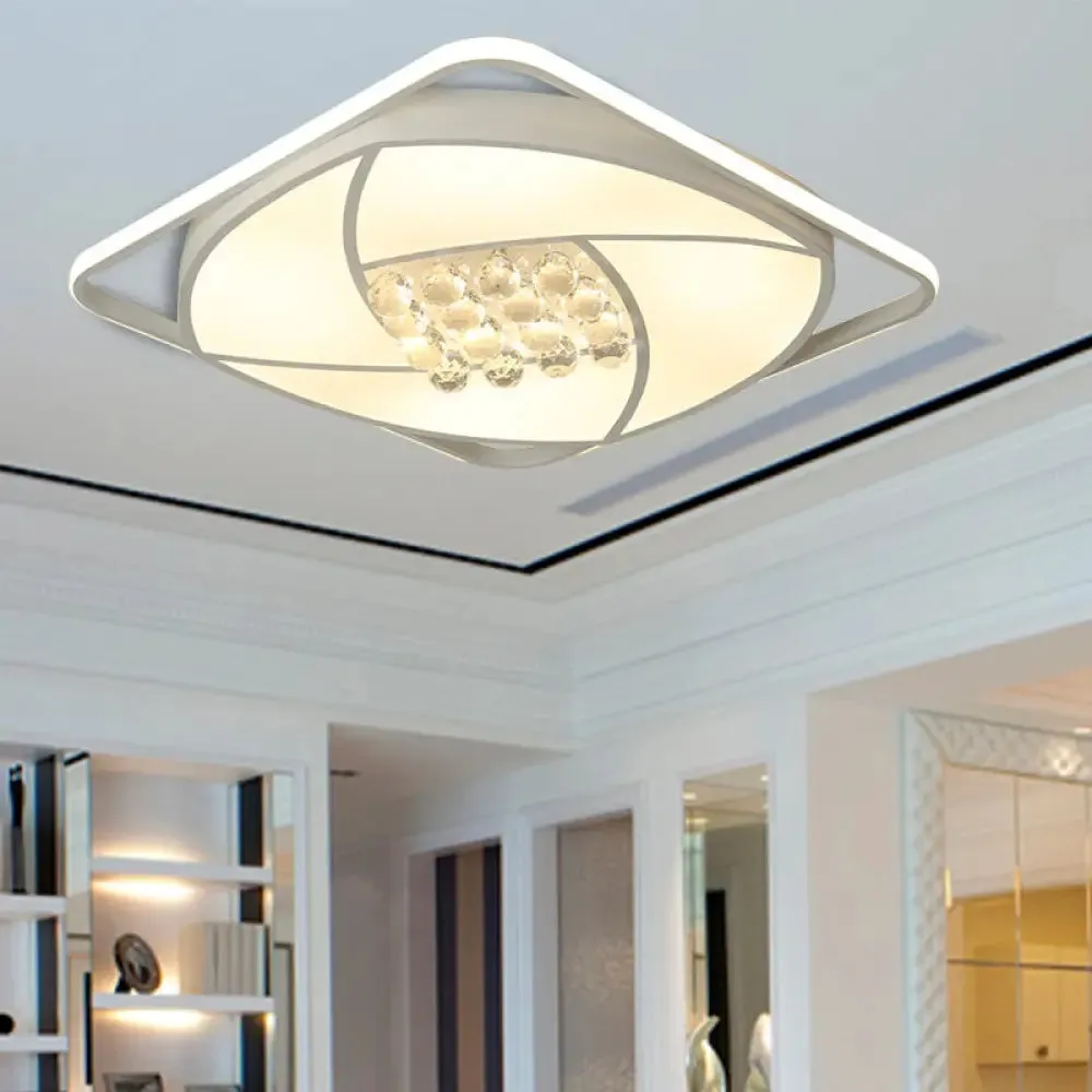 Modern Flushmount LED Light with Acrylic and Crystal Accents - Available in 16.5" and 20.5" Widths, Warm or White Light