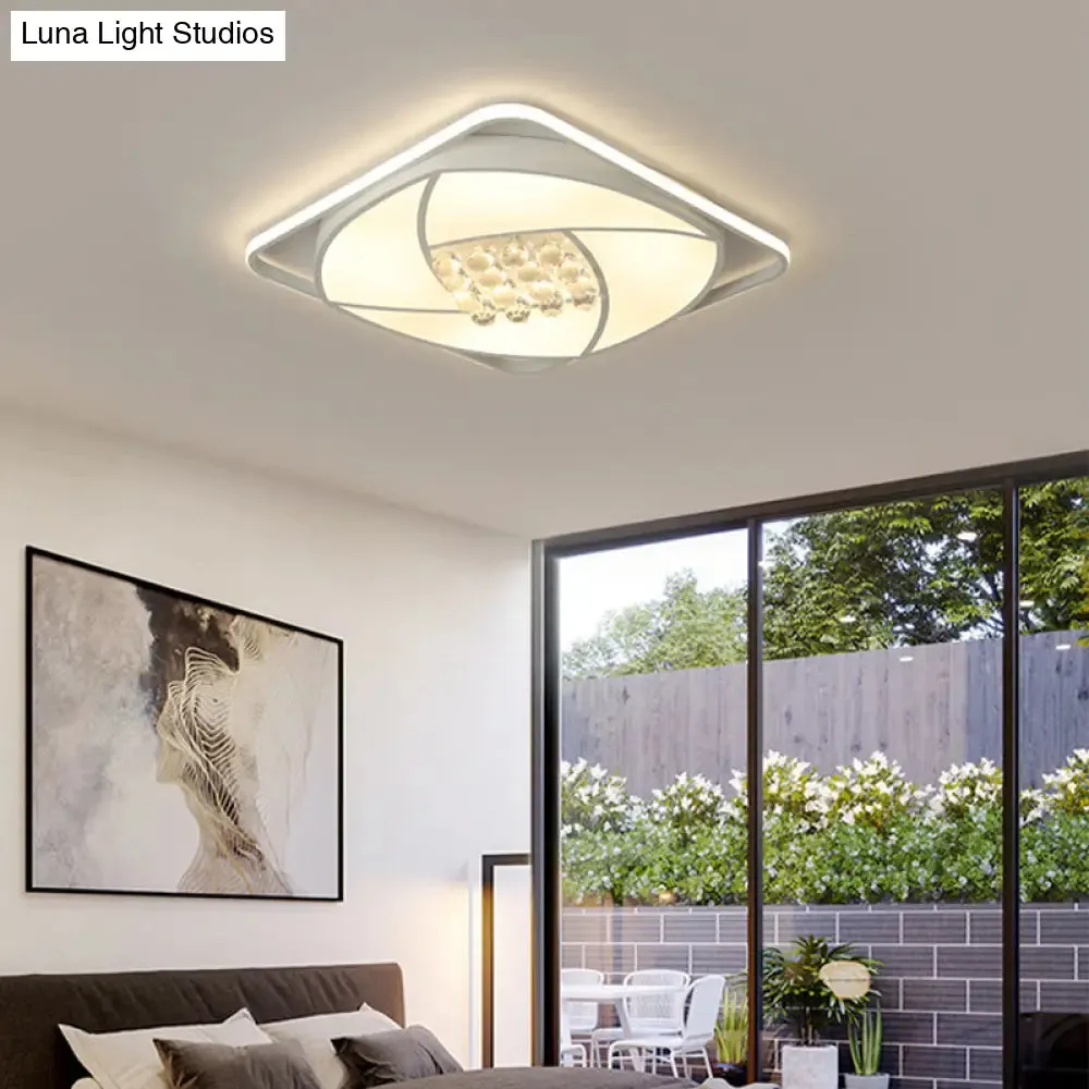 Modern Flushmount LED Light with Acrylic and Crystal Accents - Available in 16.5" and 20.5" Widths, Warm or White Light