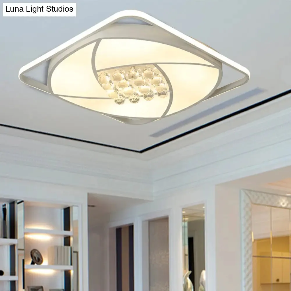 Modern Flushmount LED Light with Acrylic and Crystal Accents - Available in 16.5" and 20.5" Widths, Warm or White Light