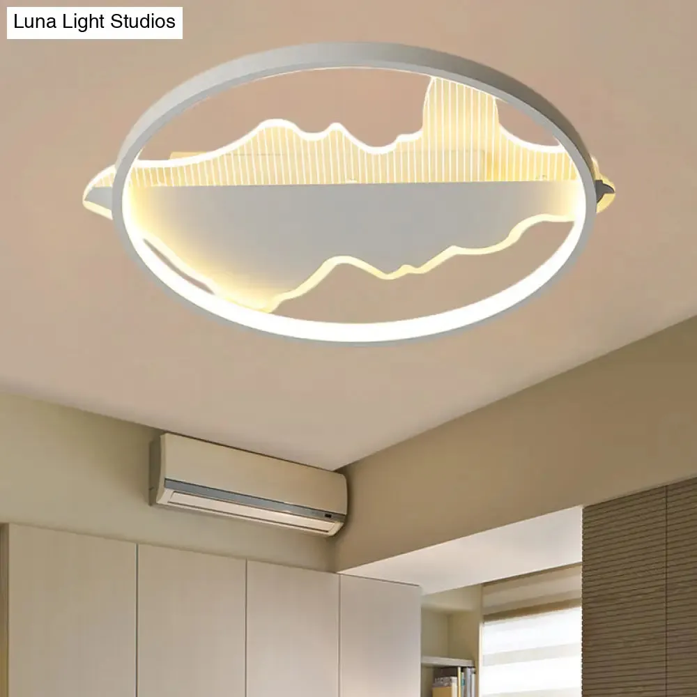 Modern Metal Flush Mount LED Ceiling Light in Black/White - Warm/White Light - 16.5"/20.5" Diameter