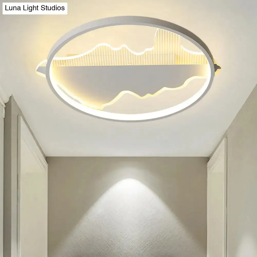 Modern Metal Flush Mount LED Ceiling Light in Black/White - Warm/White Light - 16.5"/20.5" Diameter