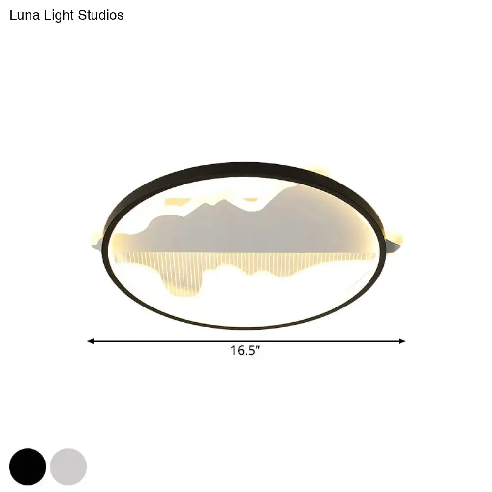 Modern Metal Flush Mount LED Ceiling Light in Black/White - Warm/White Light - 16.5"/20.5" Diameter