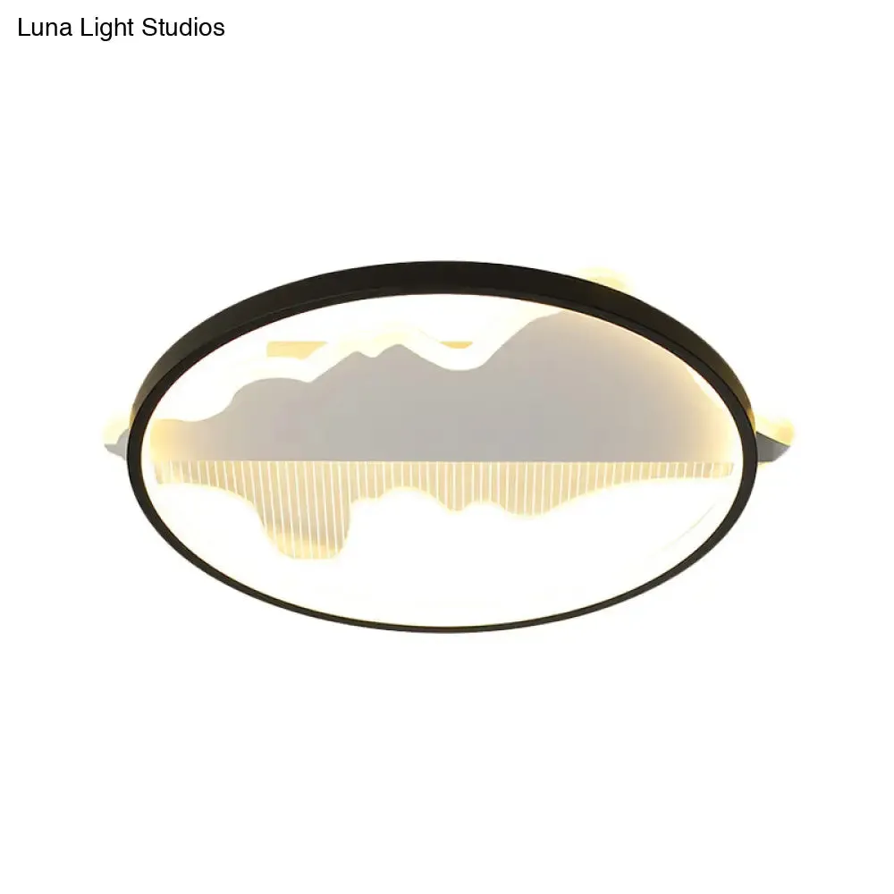 Modern Metal Flush Mount LED Ceiling Light in Black/White - Warm/White Light - 16.5"/20.5" Diameter