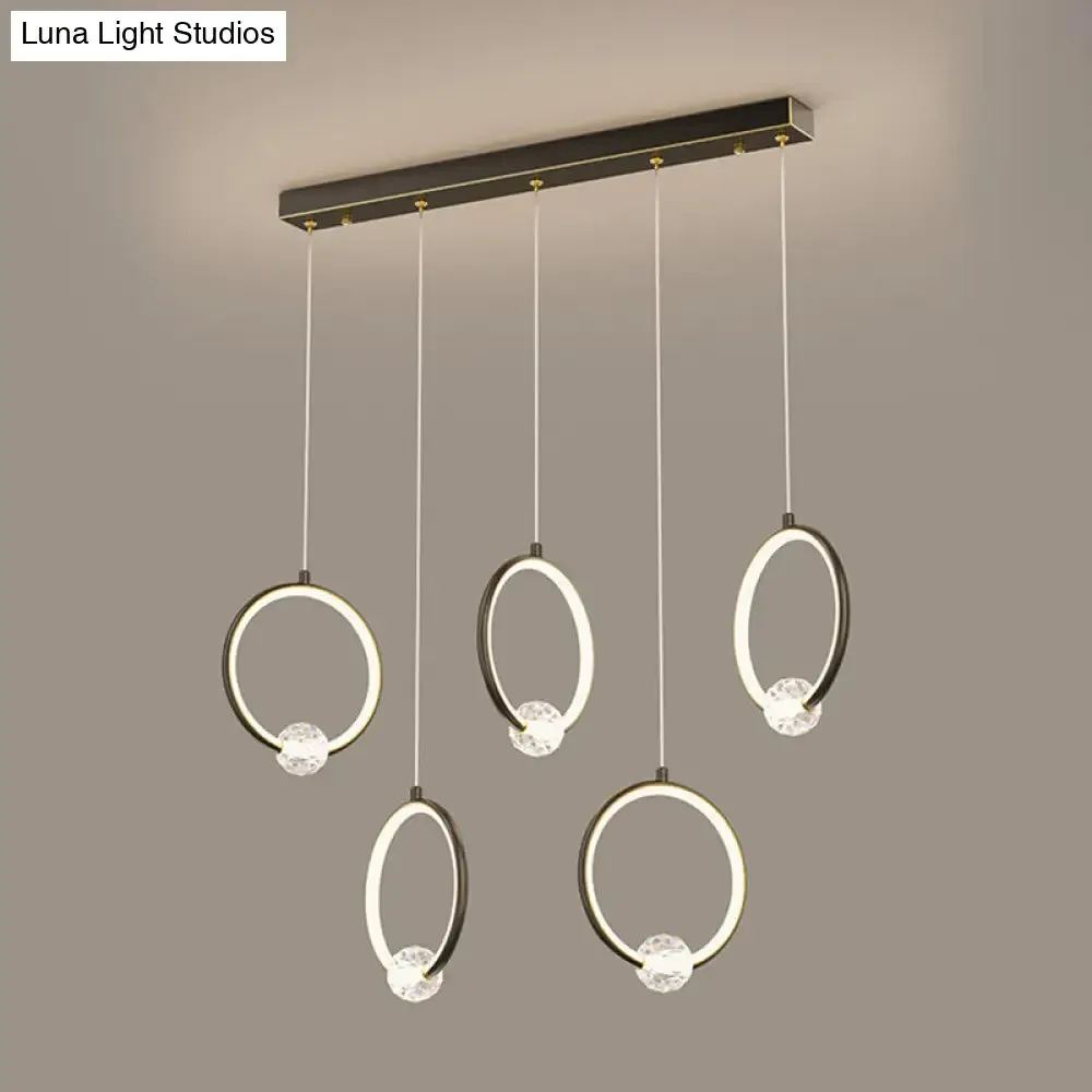 Modern Metal LED Indoor Pendant Light: Stylish Ring-Shaped Hanging Fixture