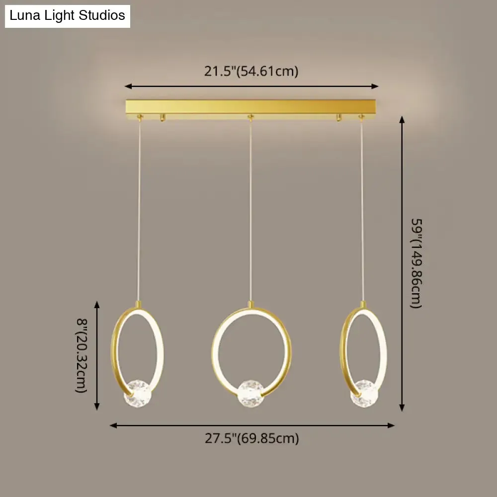 Modern Metal LED Indoor Pendant Light: Stylish Ring-Shaped Hanging Fixture