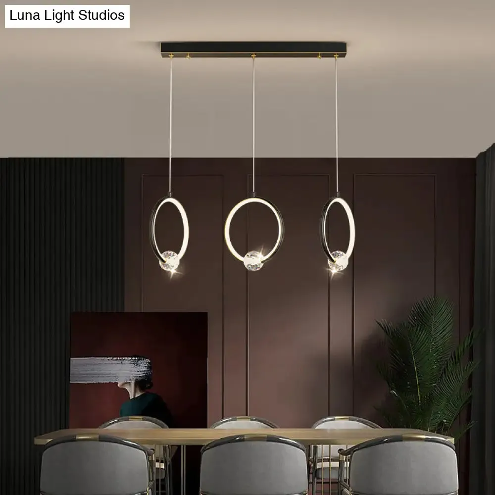 Modern Metal LED Indoor Pendant Light: Stylish Ring-Shaped Hanging Fixture