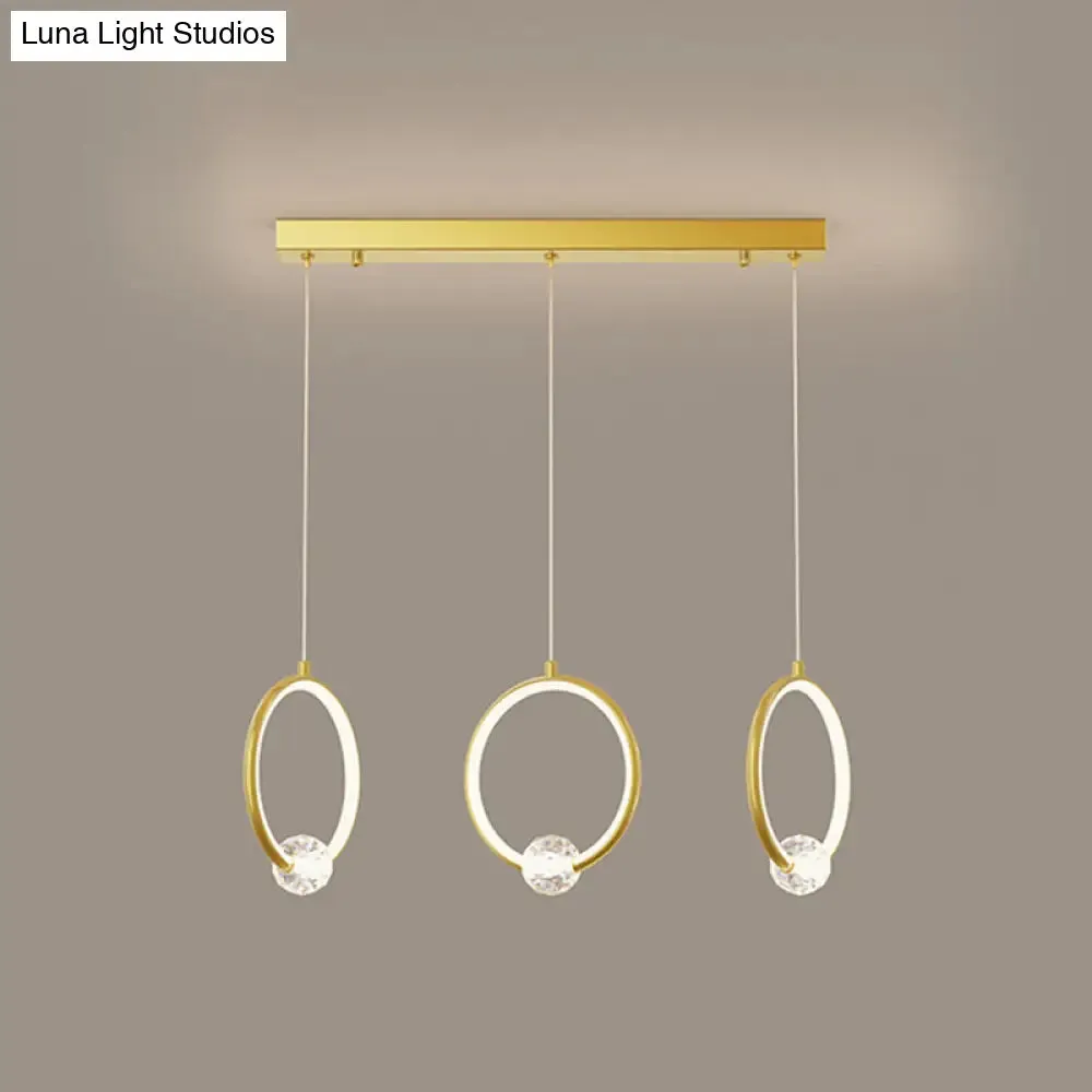 Modern Metal LED Indoor Pendant Light: Stylish Ring-Shaped Hanging Fixture