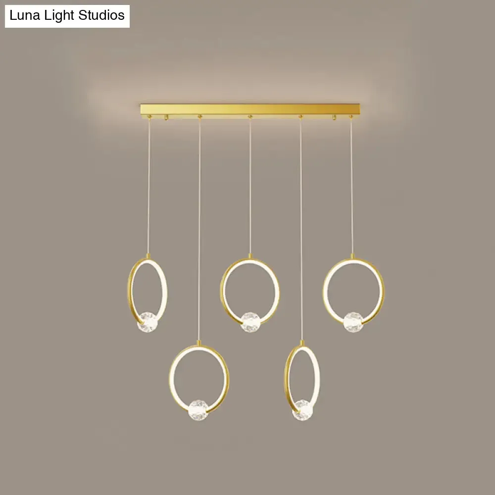 Modern Metal LED Indoor Pendant Light: Stylish Ring-Shaped Hanging Fixture