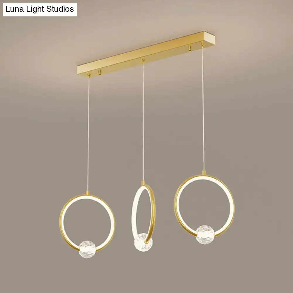 Modern Metal LED Indoor Pendant Light: Stylish Ring-Shaped Hanging Fixture