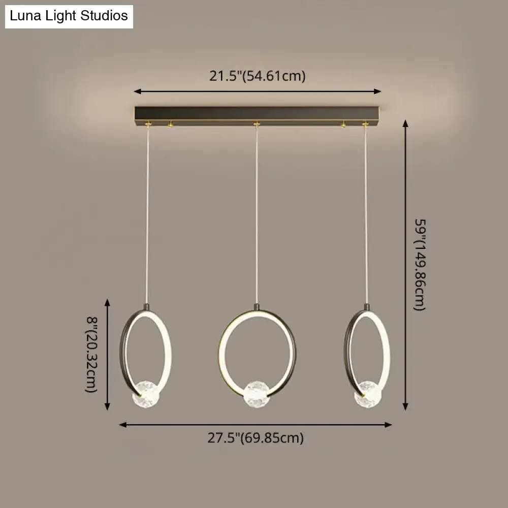 Modern Metal LED Indoor Pendant Light: Stylish Ring-Shaped Hanging Fixture