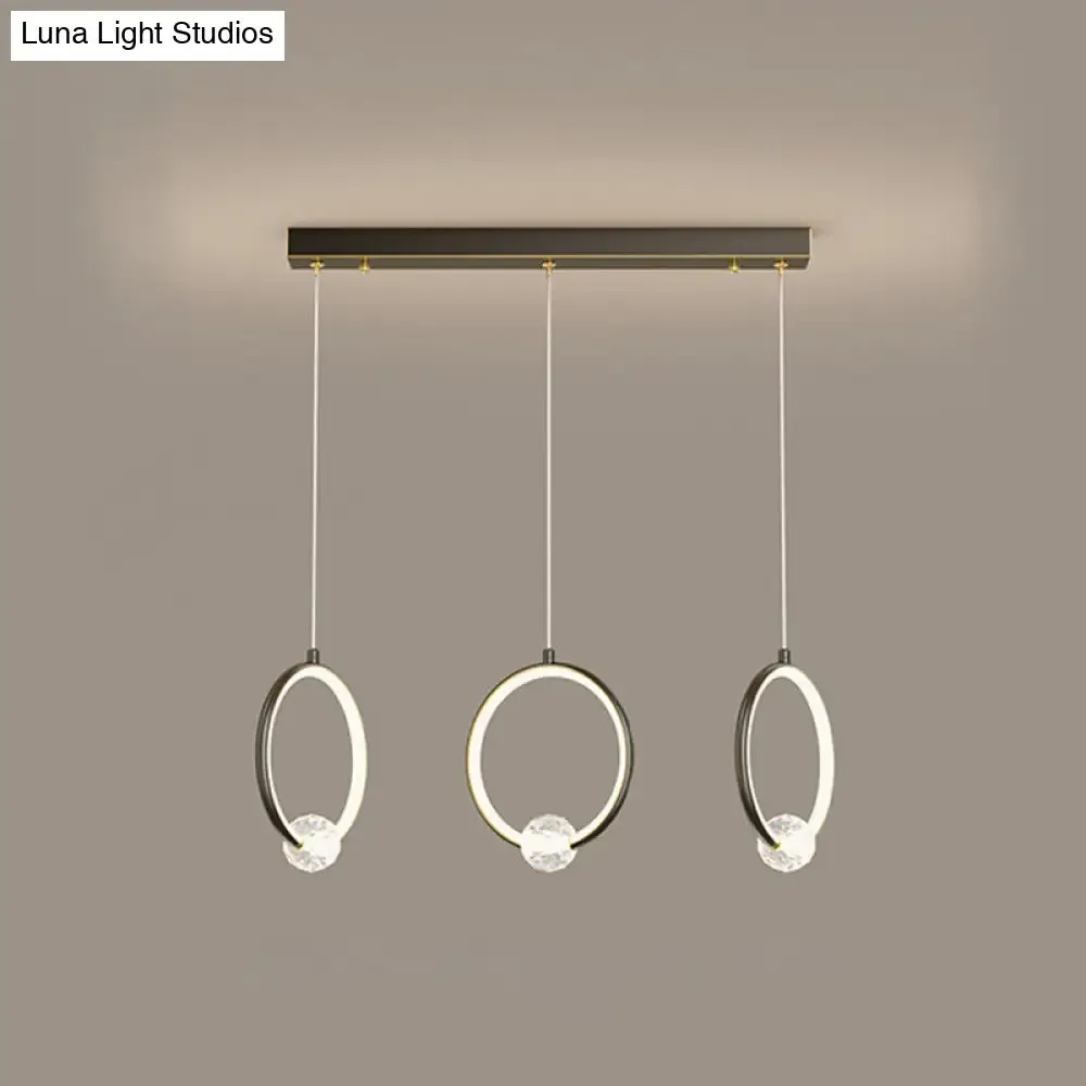 Modern Metal LED Indoor Pendant Light: Stylish Ring-Shaped Hanging Fixture