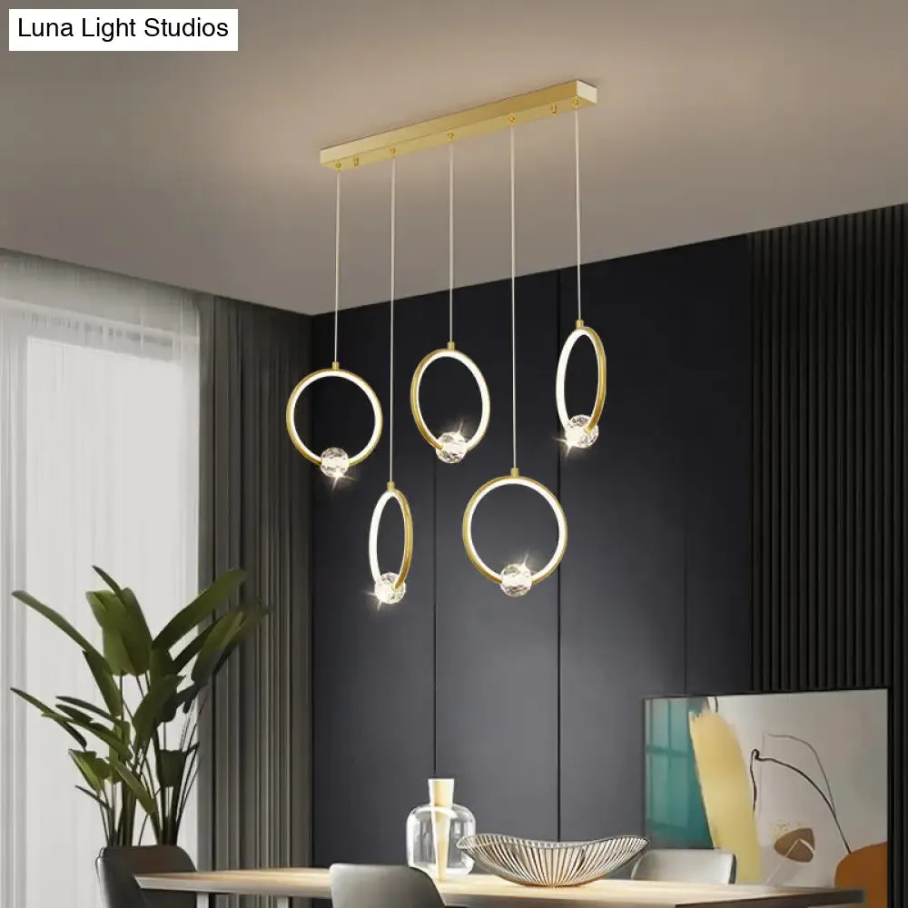 Modern Metal LED Indoor Pendant Light: Stylish Ring-Shaped Hanging Fixture