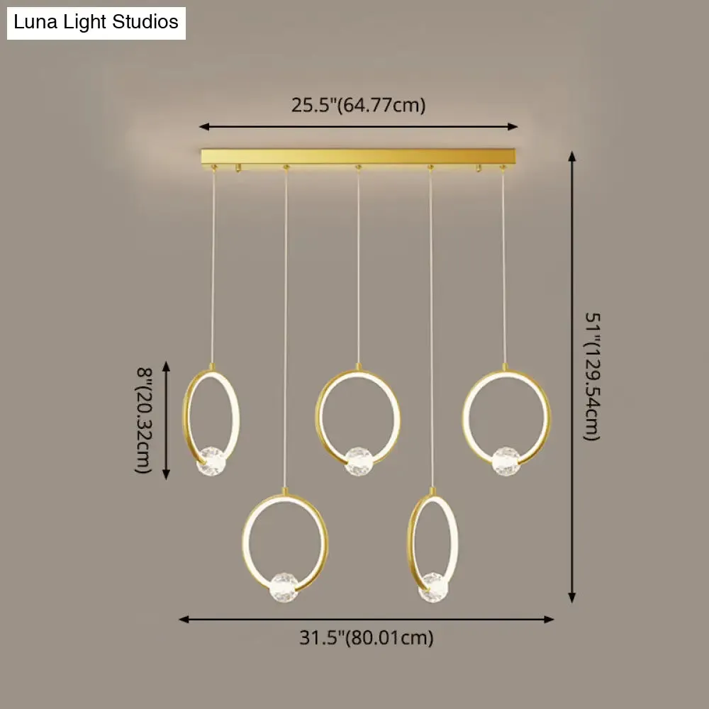 Modern Metal LED Indoor Pendant Light: Stylish Ring-Shaped Hanging Fixture