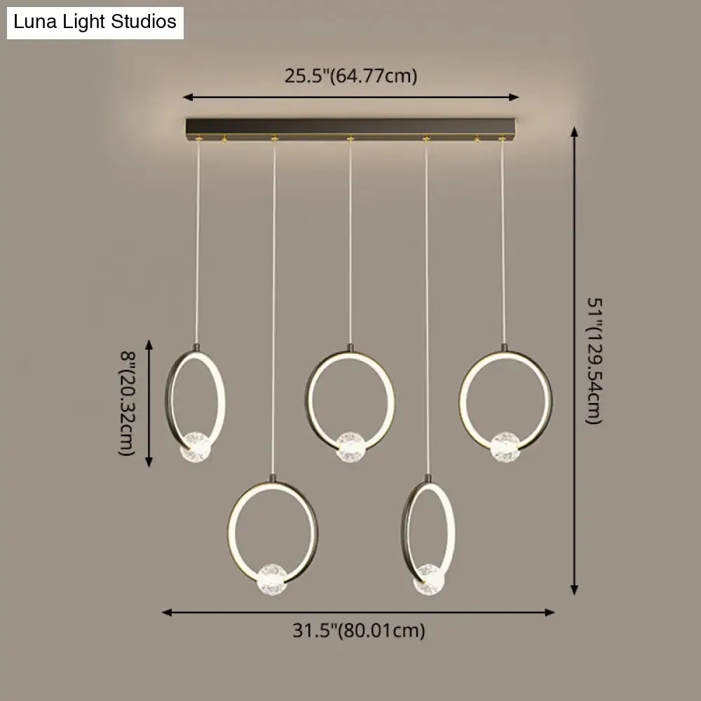 Modern Metal LED Indoor Pendant Light: Stylish Ring-Shaped Hanging Fixture