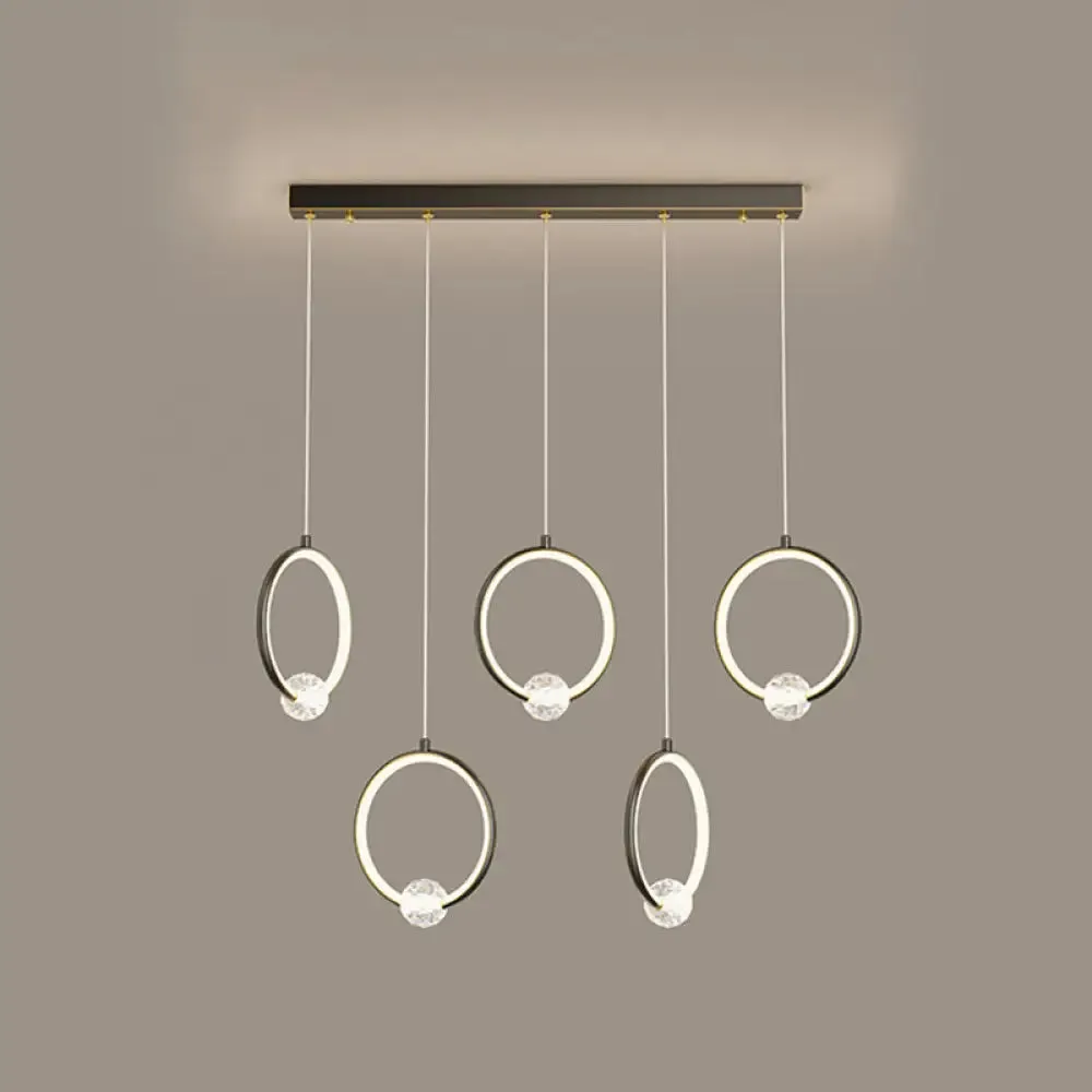 Modern Metal LED Indoor Pendant Light: Stylish Ring-Shaped Hanging Fixture