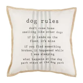 Mud Pie Dog Rules Jute Pillow