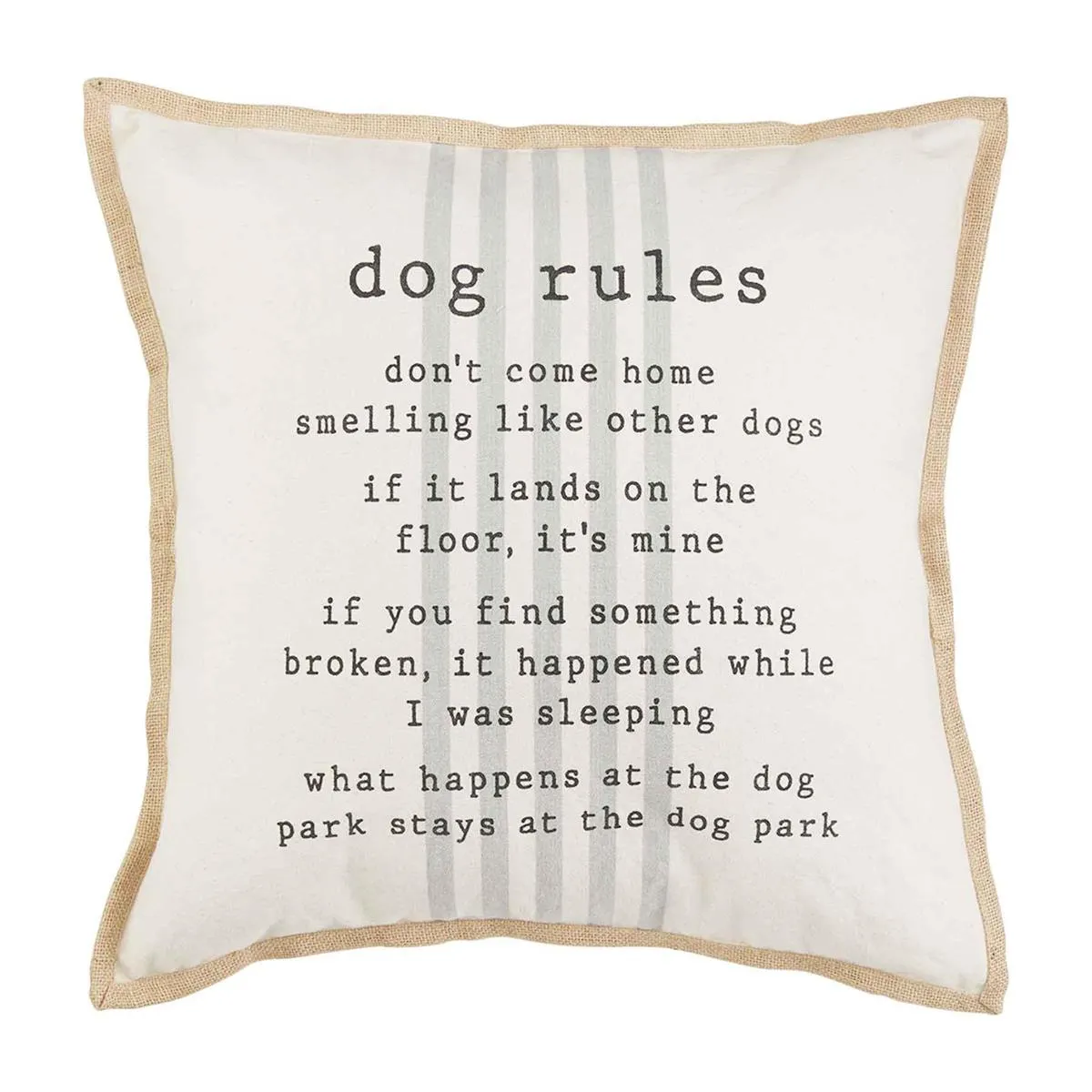 Mud Pie Dog Rules Jute Pillow