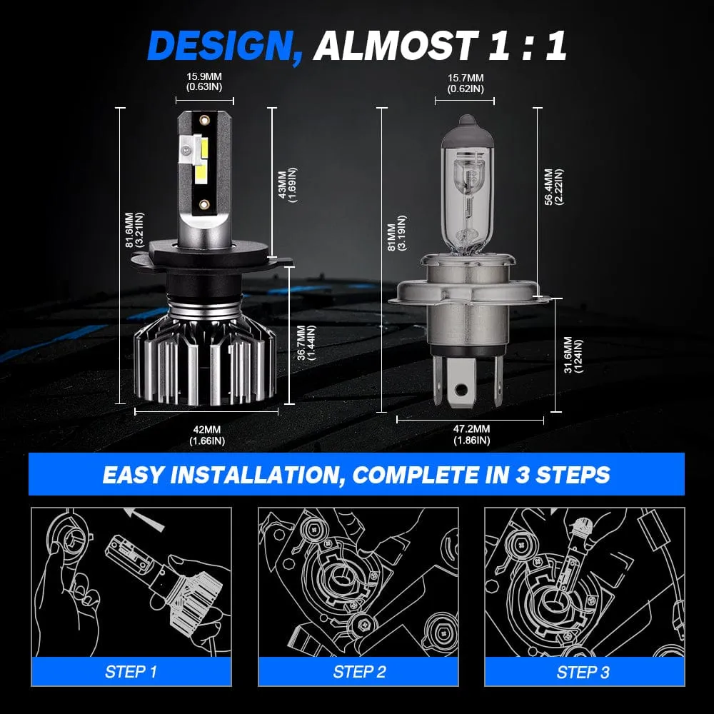 N11 Standard Series | H4 9003 HB2 LED Bulbs Cost-Effective 60W 13000LM 6500K White | 2 Bulbs