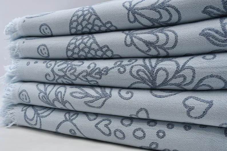 Navy Blue Sea Life 100% Cotton Towel