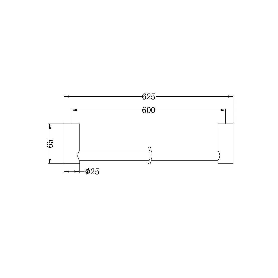 Nero MECCA Single Towel Rail 600MM Brushed Gold 2324-BG