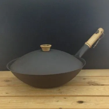 Netherton 13" Spun Iron Small Wok with Lid