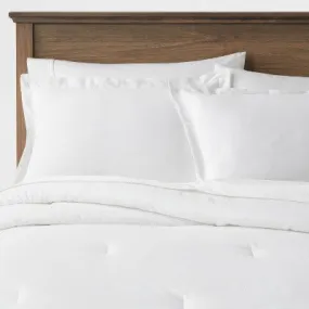 New - Full/Queen Cotton Linen Chambray Comforter & Sham Set White - Threshold