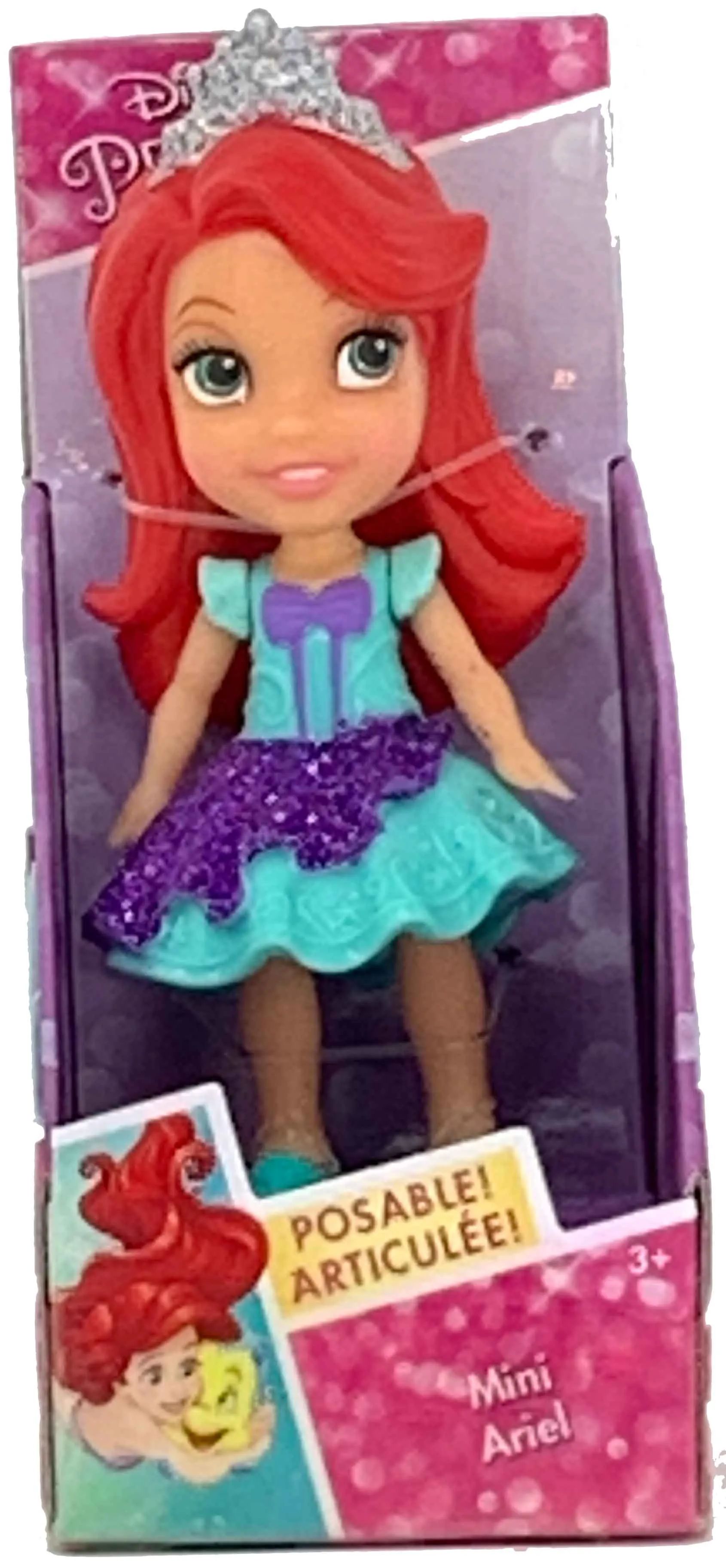 New Version Disney Princess Mini Toddler Doll - Ariel (Purple Sparkle Dress)