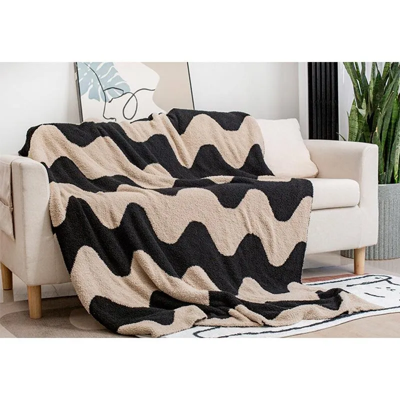 Nordic Style Half Velvet Knitted Sofa Blanket