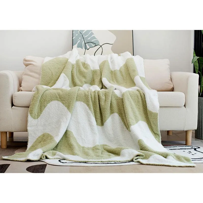 Nordic Style Half Velvet Knitted Sofa Blanket