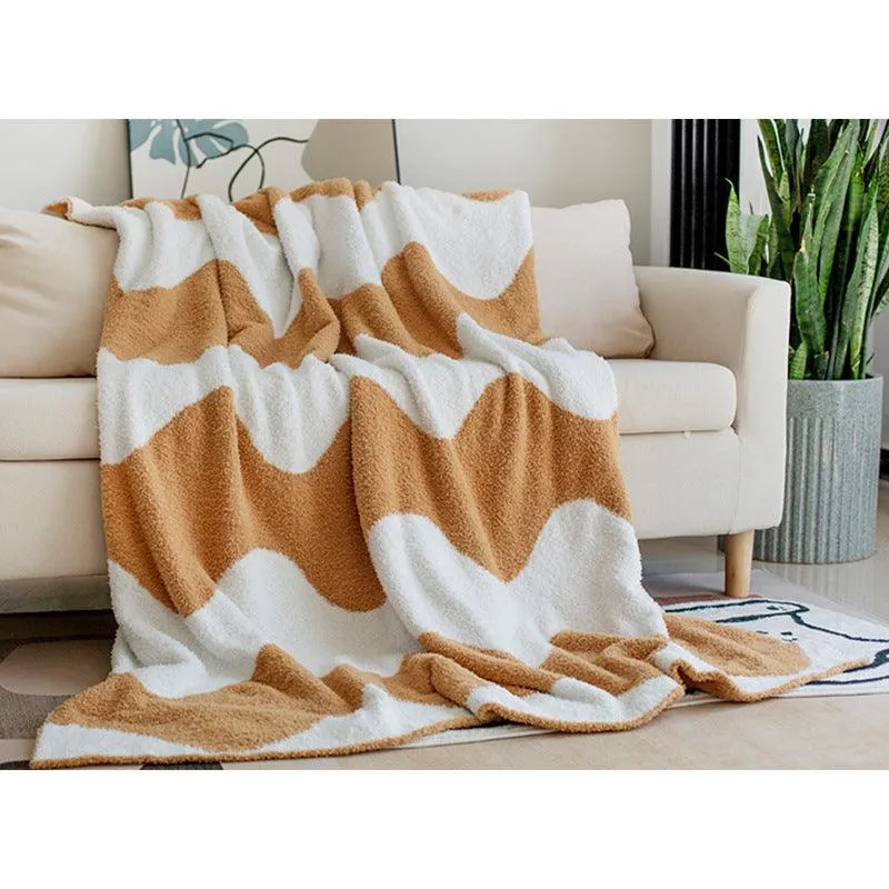 Nordic Style Half Velvet Knitted Sofa Blanket