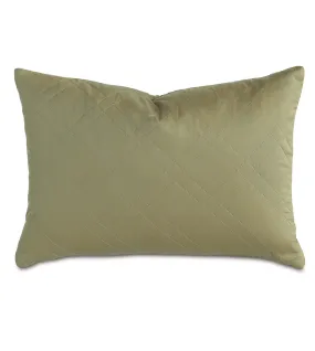 Olive Quilted Sateen Boudoir Pillow Cover 12x18