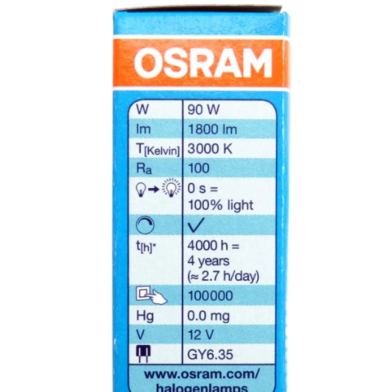 Osram Halostar Starlite 90W 12V 1800 Lumen GY6.35 Halogen Bulb 64458S