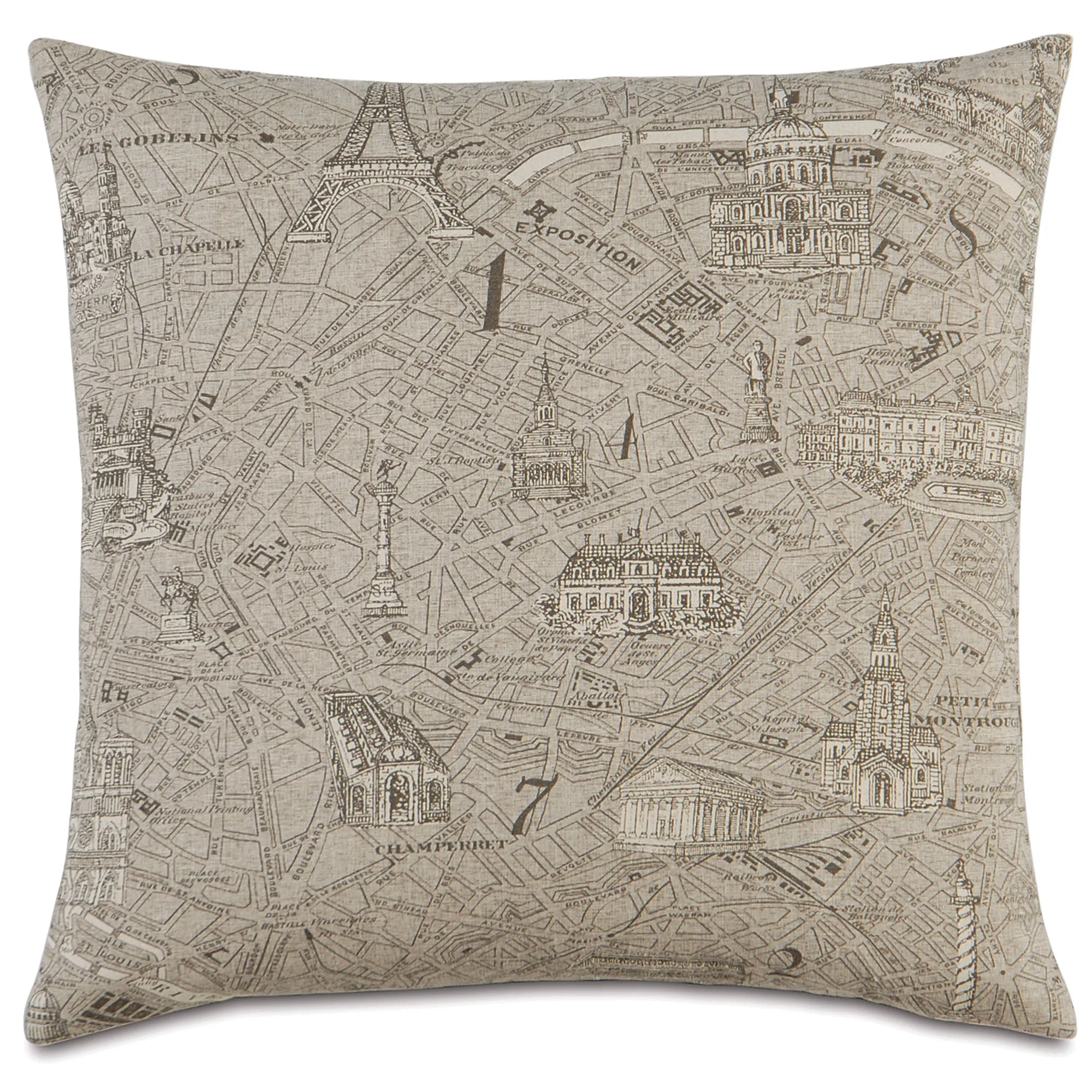 Paris La Carte Cotton Throw Pillow Cover 22x22