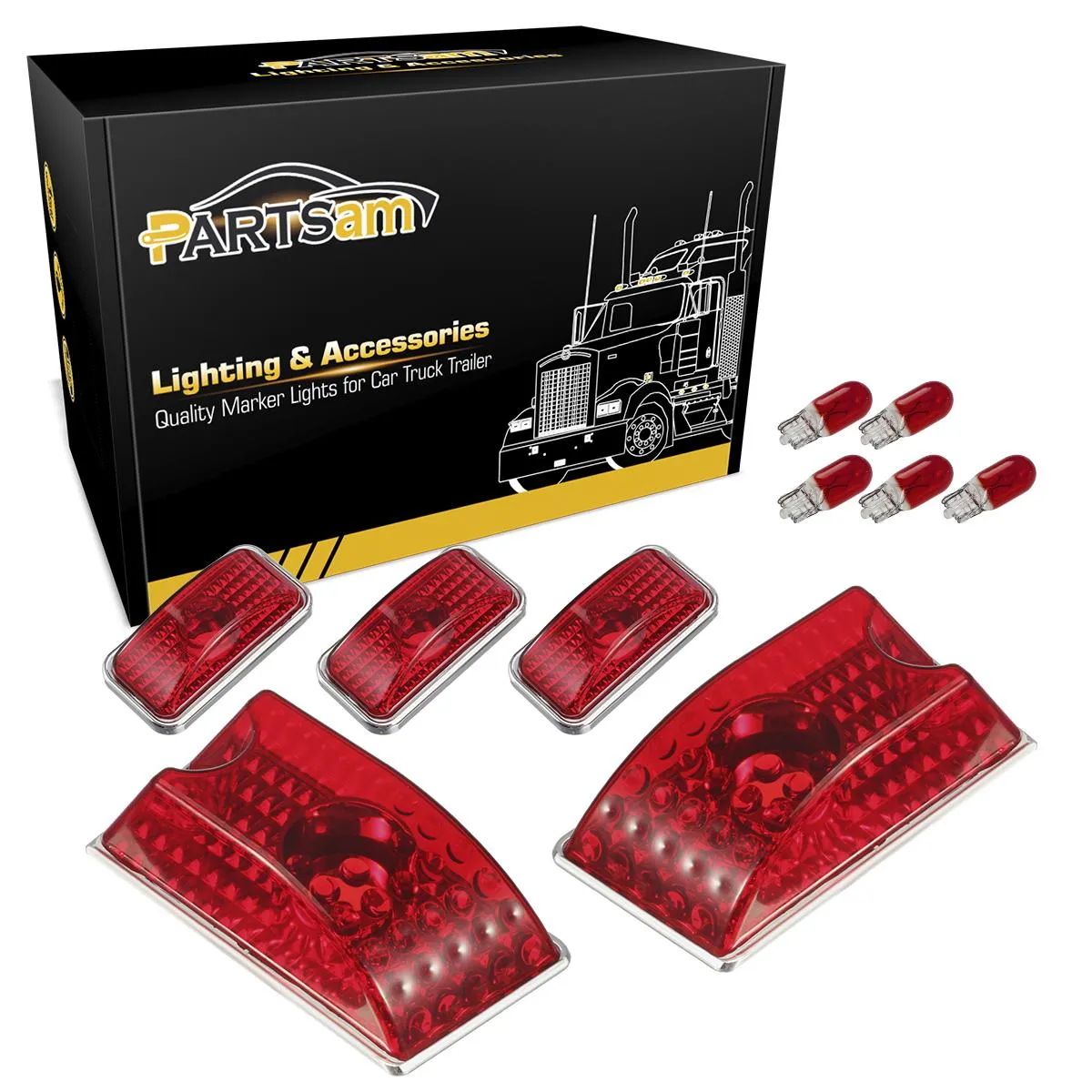 Partsam 10Pcs Replacement for 2003-2009 Hummer H2 and 2005-2009 Hummer H2 SUT Cab Roof Top Clearance Marker Running Lights Front Rear Assembly Kits 264160  10Pcs T10 194 168 W5W 5-5050-SMD LED Bulbs