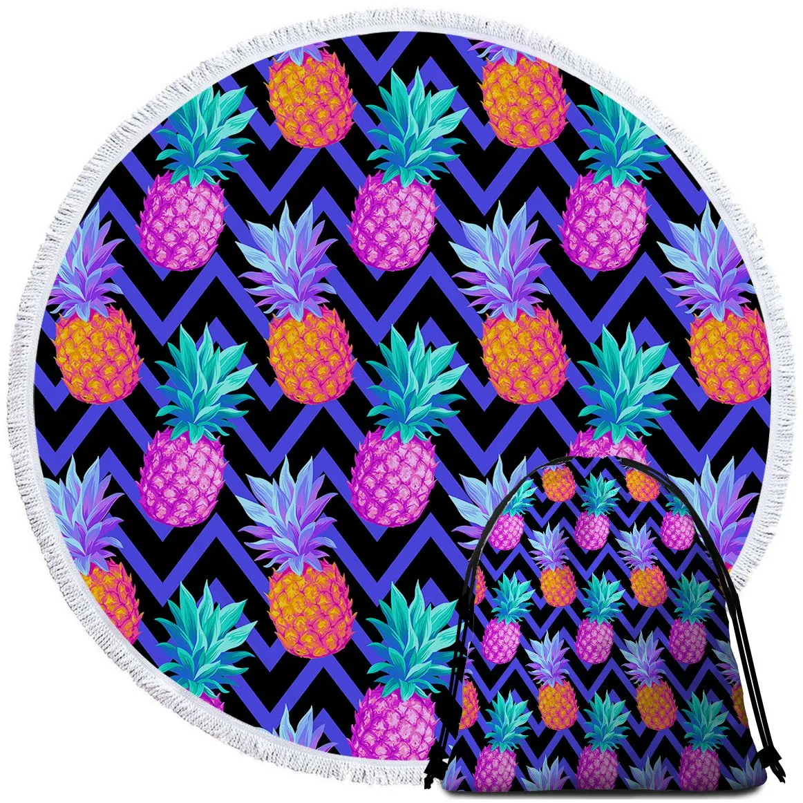 Pina Pintada Round Beach Towel