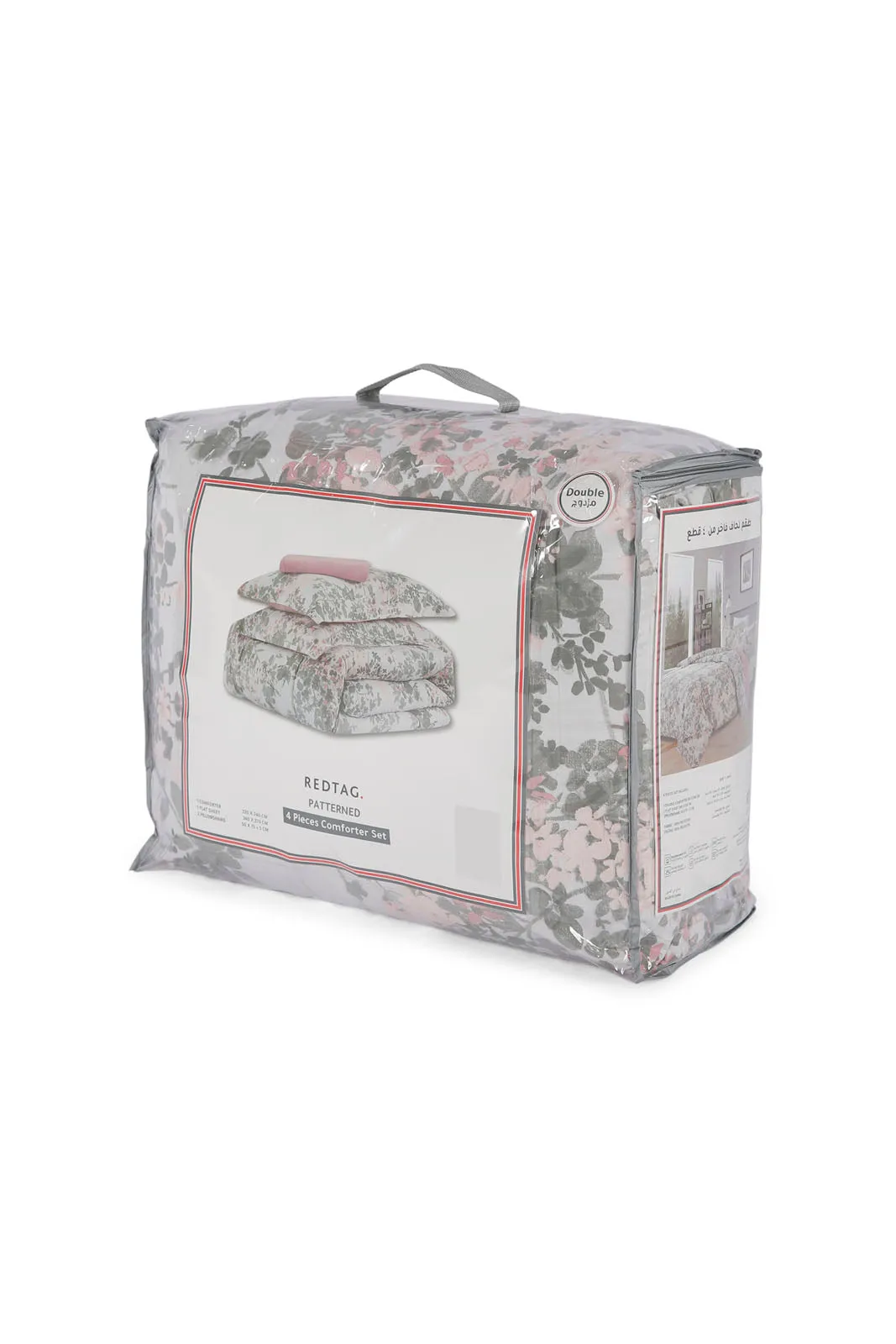 Pink 4 Piece Floral Comforter Set (Double Size)