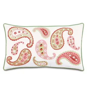 Pink and Green Paisley Lumbar Pillow Cover 13x22