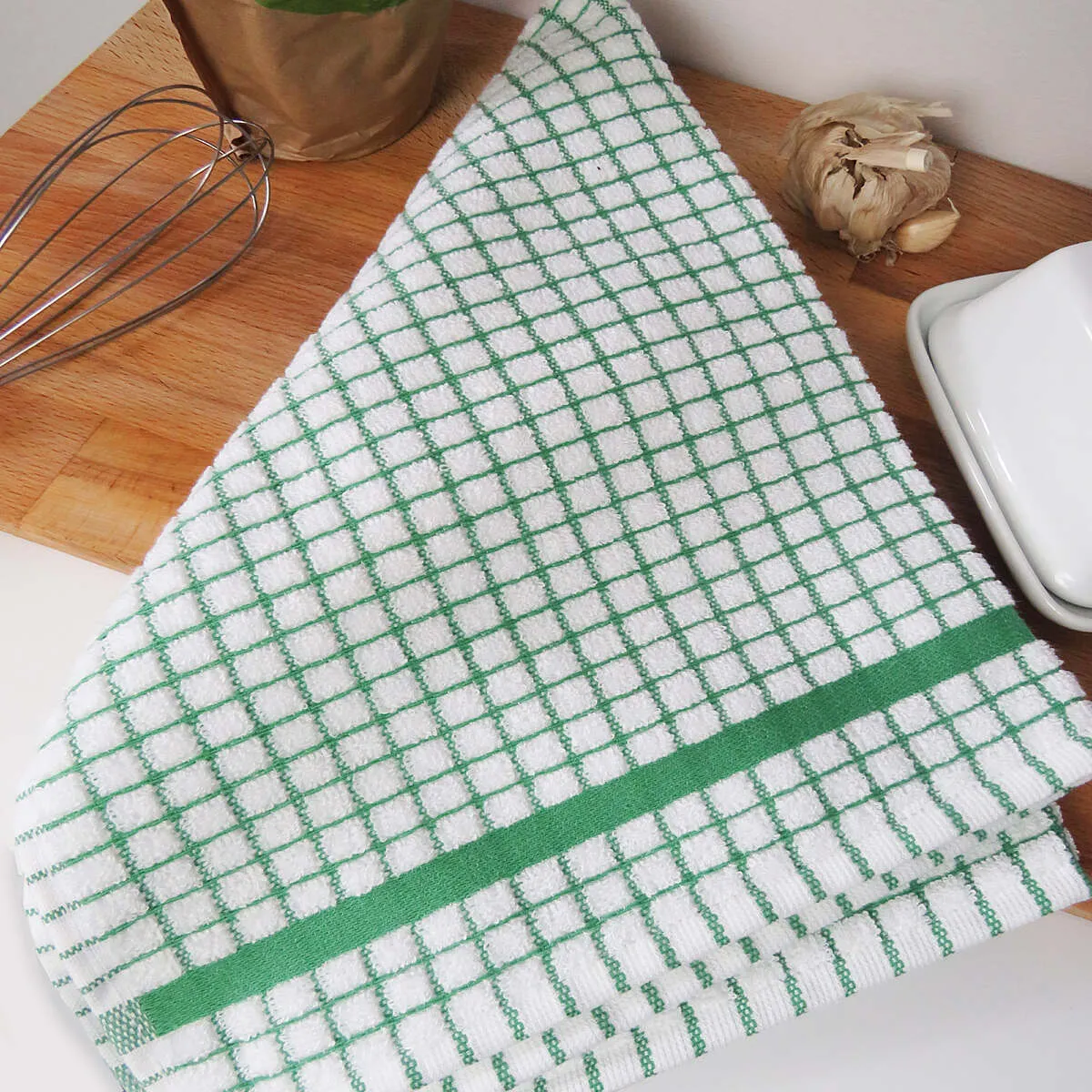 Poli-Dri Green Cotton Kitchen Tea Towel