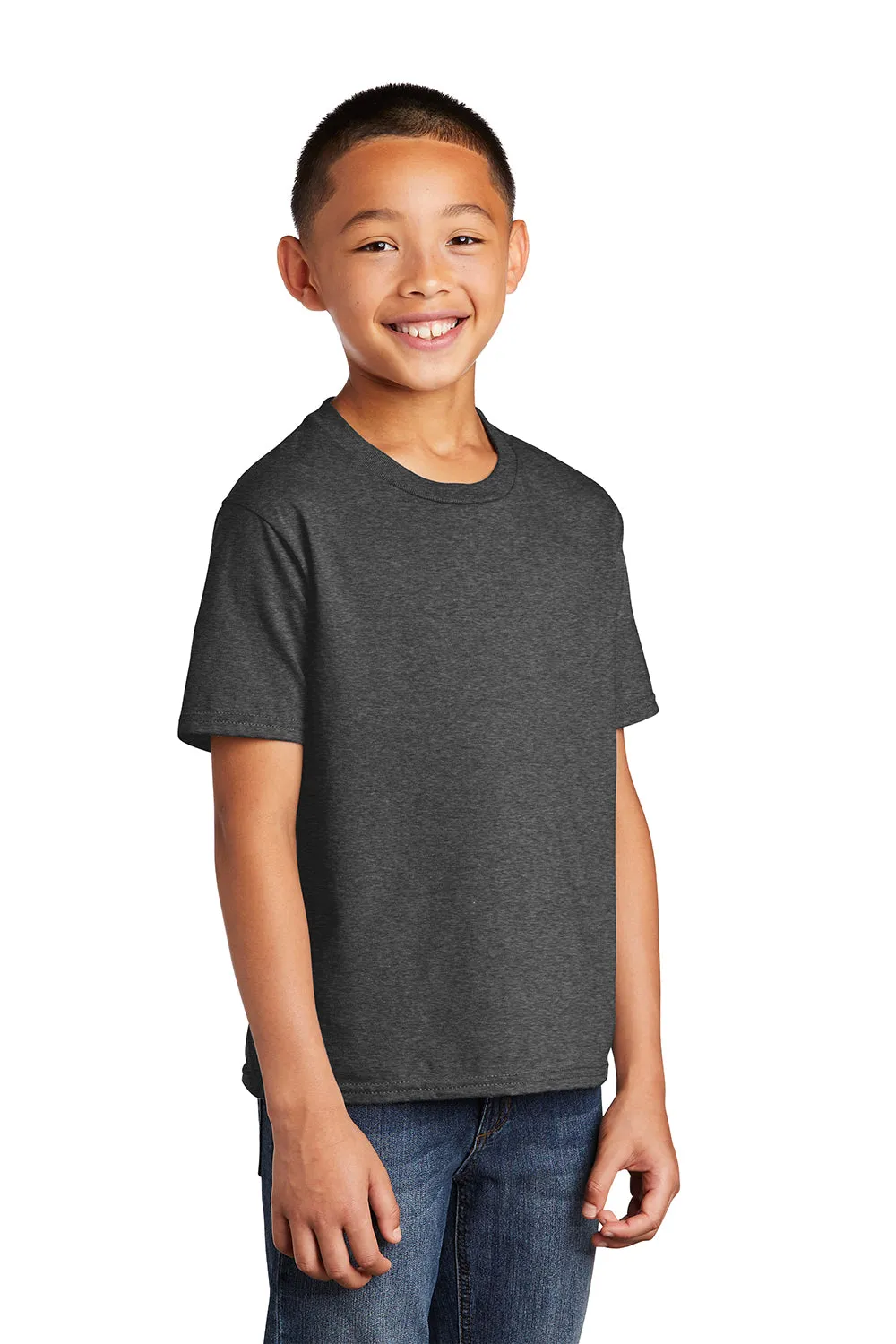 Port & Company Youth Fan Favorite Short Sleeve Crewneck T-Shirt - Heather Dark Grey