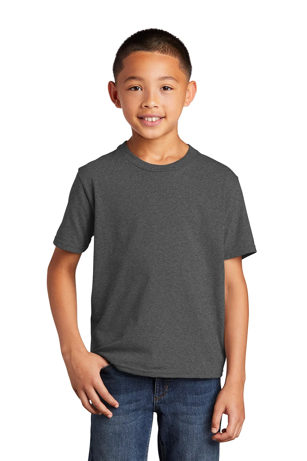 Port & Company Youth Fan Favorite Short Sleeve Crewneck T-Shirt - Heather Dark Grey