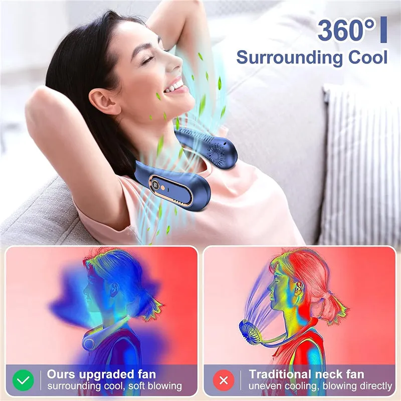 Portable Neck Fan 5 Speeds 720° Up&Down Airflow Bladeless Rechargeable USB Fan