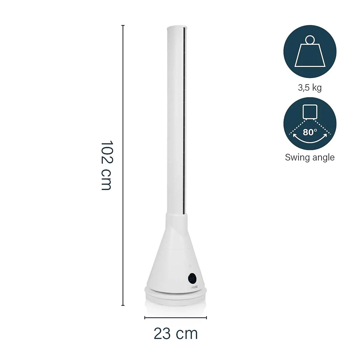 Princess Tower Fan White Cooling Heating Smart Portable Digital Indoor 2000W