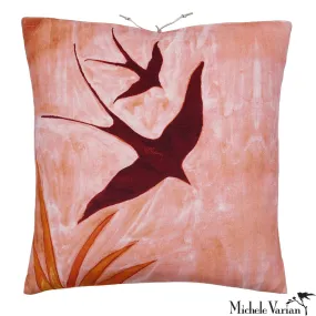 Printed Velvet Pillow Swoop Rosehip 20x20