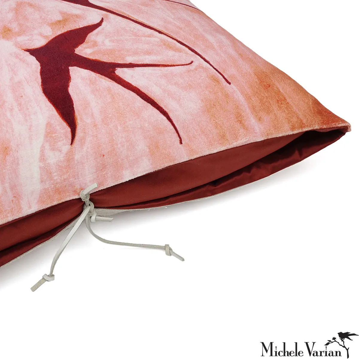 Printed Velvet Pillow Swoop Rosehip 20x20